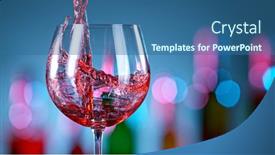  Presentation with wine - Slide deck having pouring-red-wine background and a ocean colored foreground