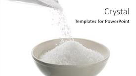  Presentation with porcelain - Amazing PPT theme having pouring-sea-salt-in-porcelain backdrop and a white colored foreground