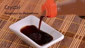  Presentation with soy sauce - Beautiful PPT layouts featuring pouring soy sauce into bowl backdrop and a red colored foreground