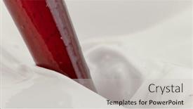  Presentation with freeze - Amazing PPT layouts having pouring-strawberry-topping-into-milk backdrop and a light gray colored foreground