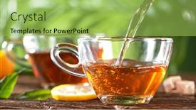  Presentation with tea - Presentation featuring pouring-tea-to-a-teacup background and a yellow colored foreground