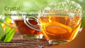  Presentation with tea - Presentation having pouring-tea-to-a-teacup background and a mint green colored foreground