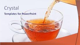  Presentation with tea - Beautiful presentation design featuring pouring-tea-to-a-teacup backdrop and a sky blue colored foreground