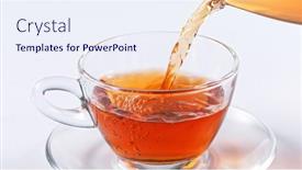  Presentation with tea - Presentation theme consisting of pouring-tea-to-a-teacup background and a sky blue colored foreground