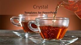  Presentation with tea - Slide set having pouring-tea-to-a-teacup background and a red colored foreground