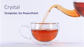  Presentation with tea - Presentation design having pouring-tea-to-a-teacup background and a sky blue colored foreground