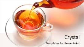  Presentation with tea - Amazing PPT theme having pouring tea to a teacup backdrop and a lemonade colored foreground