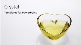  Presentation with vegetable oil - Theme having pouring vegetable cooking oil background and a sky blue colored foreground