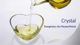  Presentation with cooking oil - Slide deck consisting of pouring vegetable cooking oil background and a sky blue colored foreground