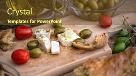  Presentation with olive green - Colorful presentation theme enhanced with pouring virgin olive oil backdrop and a tawny brown colored foreground