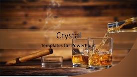  Presentation with whiskey - PPT theme enhanced with pouring whiskey from bottle background and a red colored foreground