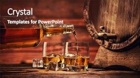  Presentation with bottle - PPT theme having pouring whiskey from bottle background and a tawny brown colored foreground