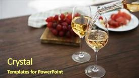  Presentation with bottle - Presentation theme featuring pouring white wine from bottle background and a tawny brown colored foreground