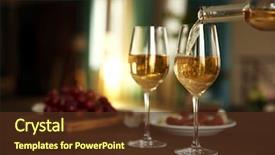  Presentation with bottle - PPT theme having pouring white wine from bottle background and a tawny brown colored foreground