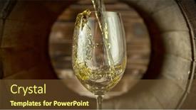  Presentation with wine barrel - PPT theme featuring pouring-white-wine-into-glass background and a tawny brown colored foreground