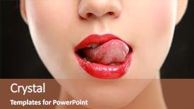  Presentation with lipstick - Presentation theme enhanced with pout - cropped closeup of a woman background and a coral colored foreground