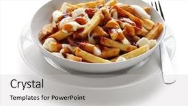  Presentation with canadian culture canada china national - Audience pleasing presentation theme consisting of poutine canadian cuisine backdrop and a light gray colored foreground