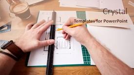  Presentation with building plans - Theme consisting of pov-shot-of-male-architect background and a lemonade colored foreground