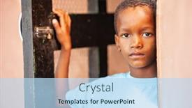  Presentation with rural poverty - Slides enhanced with malnutrition - poverty african kid village background and a light blue colored foreground