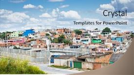  Presentation with poverty development - Slide set with poverty development - favela at belo horizonte minas background and a light blue colored foreground