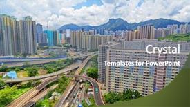  Presentation with poverty development - PPT theme featuring poverty development - hong kong public estate buildings background and a gray colored foreground