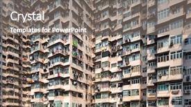  Presentation with poverty development - Cool new theme with poverty development - overcrowded residential building in hong backdrop and a gray colored foreground