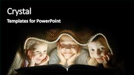  Presentation with children reading - Presentation design with poverty education - children reading a book background and a black colored foreground