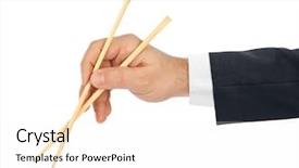  Presentation with chopsticks - Audience pleasing PPT theme consisting of poverty education - hand with chopsticks isolated backdrop and a  colored foreground