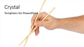  Presentation with chopsticks and food - Beautiful theme featuring poverty education - hand with chopsticks isolated backdrop and a  colored foreground