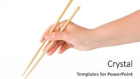  Presentation with waiter hand in white glove - Audience pleasing slide deck consisting of poverty education - hand with chopsticks isolated backdrop and a white colored foreground