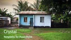  Presentation with poverty - Beautiful slides featuring poverty landscape a small house backdrop and a  colored foreground