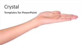  Presentation with poverty - Cool new presentation theme with poverty relief - empty woman hand isolated backdrop and a white colored foreground