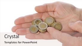  Presentation with old man and music - Slide deck featuring poverty relief - hands of old man counting background and a lemonade colored foreground