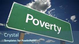  Presentation with poverty - PPT theme with poverty-road-sign-with-dramatic background and a ocean colored foreground