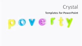  Presentation with poverty - Slide set having poverty-spelled-with-colorful-alphabet background and a pink colored foreground