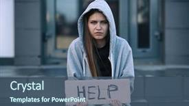  Presentation with homeless - Amazing slides having poverty women abuse - homeless poor woman holding piece backdrop and a ocean colored foreground