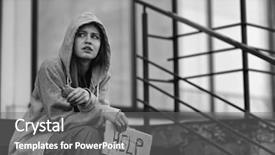  Presentation with homeless women - Presentation theme having poverty women abuse - homeless poor woman holding piece background and a gray colored foreground