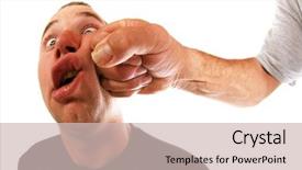  Presentation with one young man exercising handball - PPT layouts with pow - very funny fisheye portrait background and a soft green colored foreground