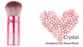  Presentation with brush - Colorful presentation theme enhanced with powder balls and brush isolated on white backdrop and a white colored foreground