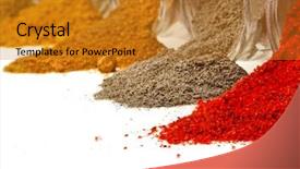  Presentation with powder - Amazing presentation design having powder colorful spices in glass backdrop and a gold colored foreground