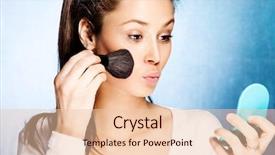  Presentation with blush - Colorful presentation design enhanced with powder foundation - young woman apply blush backdrop and a  colored foreground