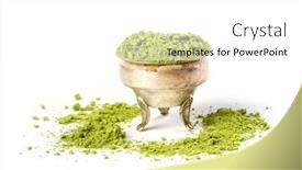  Presentation with green tea - PPT theme having powder-green-tea-isolated background and a white colored foreground