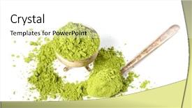  Presentation with matcha - Slide set featuring powder green tea isolated background and a  colored foreground