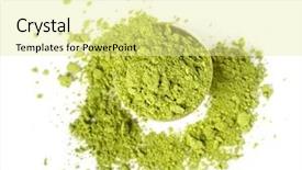  Presentation with matcha - Slide set with powder green tea isolated background and a blonde colored foreground