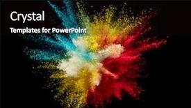  Presentation with black abstract - Colorful presentation enhanced with powder isolated on black background backdrop and a  colored foreground