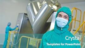  Presentation with powder pharmacy - Cool new slide set with powder mixer machine during tablet backdrop and a teal colored foreground