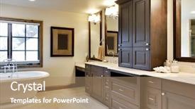  Presentation with custom - Presentation featuring powder room - bathroom with custom cabinetry background and a coral colored foreground