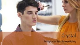  Presentation with makeup artist - Beautiful PPT layouts featuring powder room - professional makeup artist working backdrop and a gold colored foreground