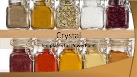  Presentation with powder - Presentation theme having powder spices in glass bottle background and a coral colored foreground