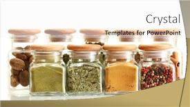  Presentation with powder - Slides enhanced with powder spices in glass jars isolated on white background and a white colored foreground